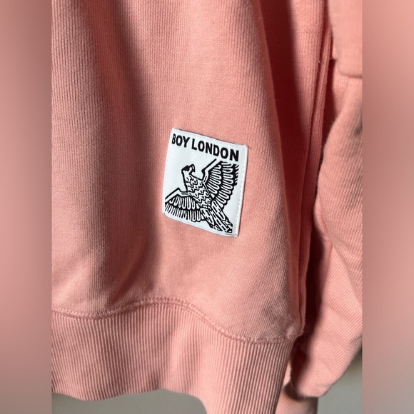 Boy London Pink Crewneck Sweater with Ribbed Cuffs and Relaxed Fit - Picture 4 of 12